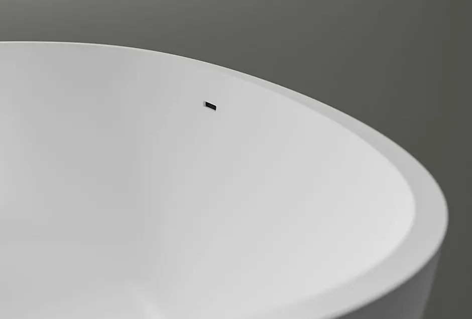 Bernstein Baignoire îlot fonte minérale ovale autoportante Moderne avec bonde - 170x86x54cm - VELA Blanc mat