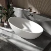 Bernstein Baignoire îlot fonte minérale Ovale Moderne pour Salle de Bain avec Bonde et trop plein - 180x85x52cm - RIO STONE - Blanc Mat* Baignoire Îlot