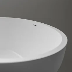 Bernstein Baignoire îlot fonte minérale Ovale Moderne pour Salle de Bain avec Bonde et trop plein - 180x85x52cm - RIO STONE - Blanc Mat* Baignoire Îlot