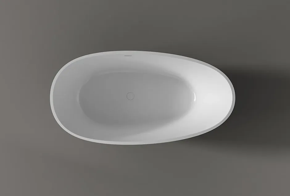 Bernstein Baignoire îlot fonte minérale ovale autoportante Moderne avec bonde - 150x75x54cm - VELA Noir (brillant)