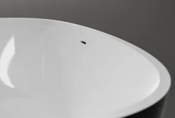 Bernstein Baignoire îlot fonte minérale ovale autoportante Moderne avec bonde - 150x75x54cm - VELA Noir (brillant)