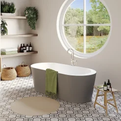 GoodHome Baignoire îlot Huron L. 180 cm x l. 80 cm gris
