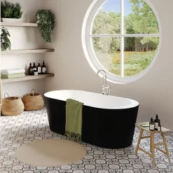 GoodHome Baignoire îlot Huron L. 180 cm x l. 80 cm noir* Baignoire Îlot