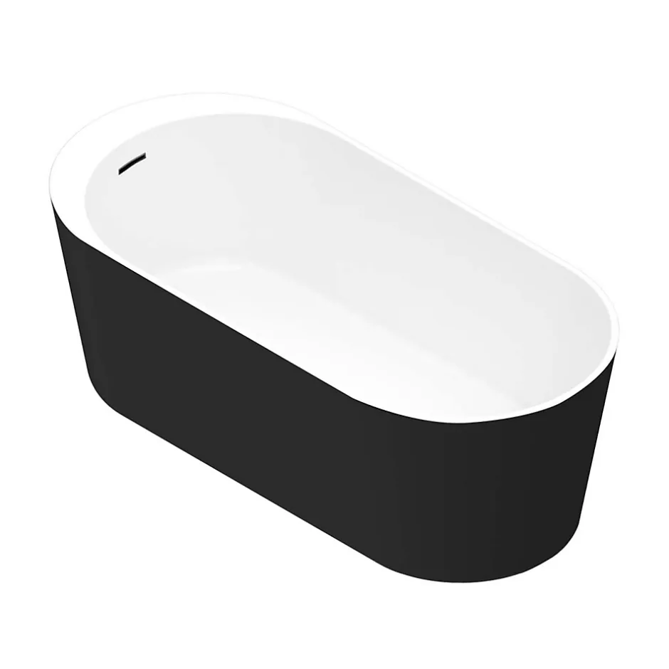 GoodHome Baignoire îlot Huron L. 180 cm x l. 80 cm noir* Baignoire Îlot