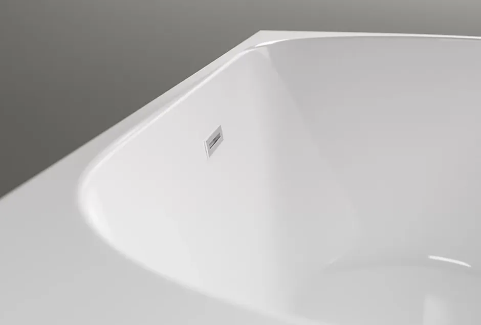 Bernstein Baignoire îlot LENA CORNER acrylique blanc brillant - montage gauche -170x75cm - Garantie 5 ans - Avec mitigeur 8028, Sans siphon