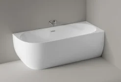 Bernstein Baignoire îlot LENA CORNER acrylique blanc brillant - montage droite -170x75cm - Garantie 5 ans - Sans robinet, Avec siphon