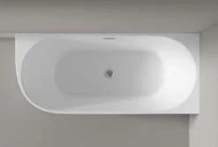Bernstein Baignoire îlot LENA CORNER acrylique blanc brillant - montage droite -170x75cm - Garantie 5 ans - Sans robinet, Avec siphon