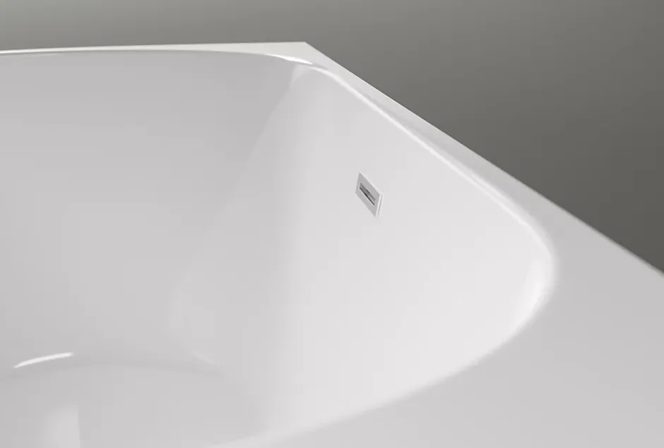 Bernstein Baignoire îlot LENA CORNER acrylique blanc brillant - montage droite -170x75cm - Garantie 5 ans - Sans robinet, Avec siphon