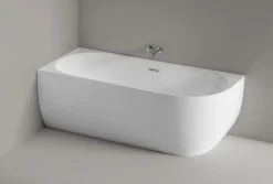 Bernstein Baignoire îlot LENA CORNER acrylique blanc brillant - montage gauche -170x75cm - Garantie 5 ans - Avec mitigeur 1521, Sans siphon