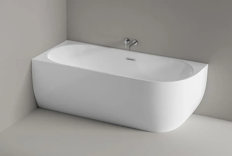 Bernstein Baignoire îlot LENA CORNER acrylique blanc brillant - montage gauche -170x75cm - Garantie 5 ans - Avec mitigeur 1521, Sans siphon