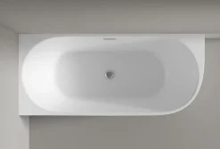 Bernstein Baignoire îlot LENA CORNER acrylique blanc brillant - montage gauche -170x75cm - Garantie 5 ans - Avec mitigeur 1521, Sans siphon