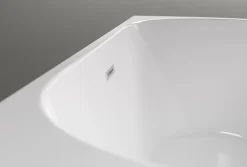 Bernstein Baignoire îlot LENA CORNER acrylique blanc brillant - montage gauche -170x75cm - Garantie 5 ans - Avec mitigeur 1521, Sans siphon