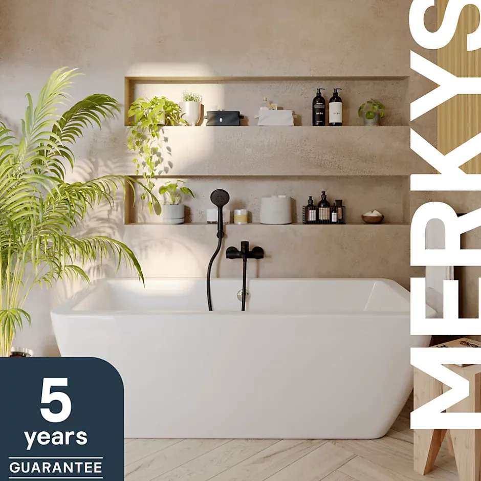 GoodHome Baignoire îlot Merkys L. 170 cm x l. 75 cm gris