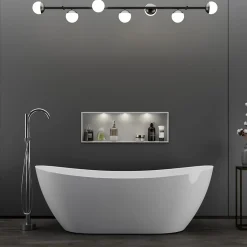 Bernstein Baignoire îlot moderne design acrylique salle de bain - Blanc brillant - 170x72x60cm - Garantie 5 ans - DALIA Blanc brillant* Baignoire Îlot