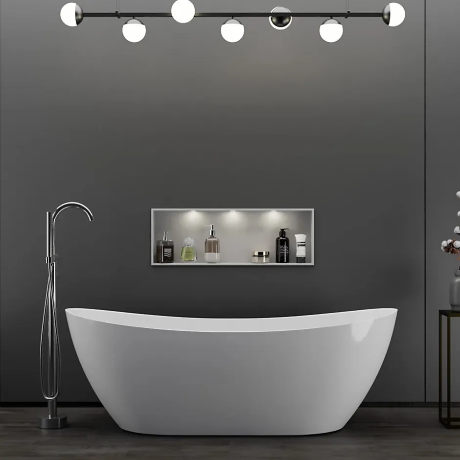 Bernstein Baignoire îlot moderne design acrylique salle de bain - Blanc brillant - 170x72x60cm - Garantie 5 ans - DALIA Blanc brillant* Baignoire Îlot