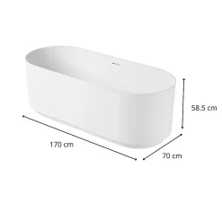 Mob-In Baignoire îlot NAÏA en acrylique Lucite blanche 170cm* Baignoire Îlot