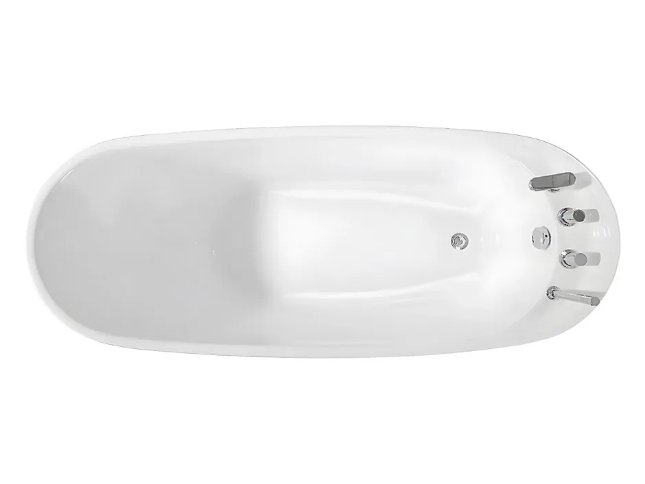 Vente-unique Baignoire îlot NATALIA avec robinetterie - 220L - L150 x P75 x H70cm - Blanche* Baignoire Îlot