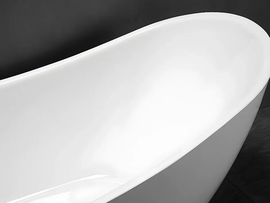 Vente-unique Baignoire îlot NATALIA avec robinetterie - 220L - L150 x P75 x H70cm - Blanche* Baignoire Îlot