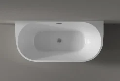 Bernstein Baignoire îlot NOVA acrylique - 170x80cm - Garantie 5 ans - Sans siphon, Blanc mat, Avec robinet mitigeur 8028B