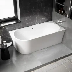 Bernstein Baignoire îlot NOVA CORNER acrylique blanc - montage droite -170x78cm - Garantie 5 ans - Avec robinet mitigeur 1521, Avec siphon* Baignoire D'Angle