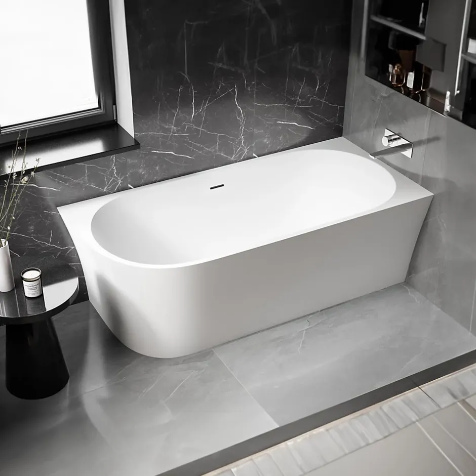Bernstein Baignoire îlot NOVA CORNER acrylique blanc - montage droite -170x78cm - Garantie 5 ans - Avec robinet mitigeur 1521, Avec siphon* Baignoire D'Angle