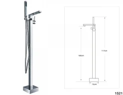 Bernstein Baignoire îlot NOVA CORNER acrylique blanc - montage droite -170x78cm - Garantie 5 ans - Avec robinet mitigeur 1521, Avec siphon* Baignoire D'Angle