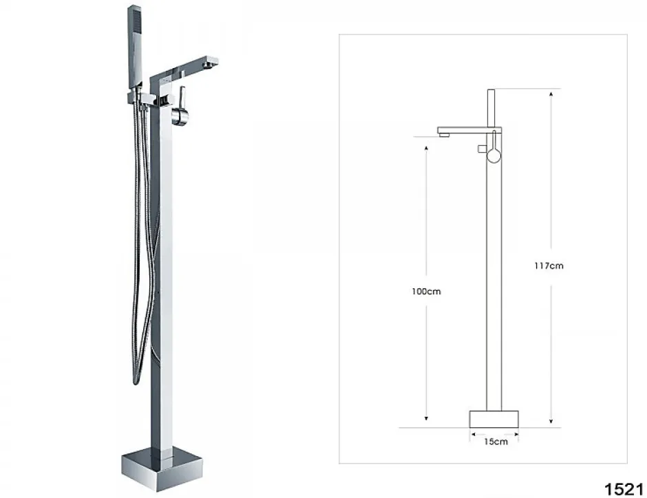 Bernstein Baignoire îlot NOVA CORNER acrylique blanc - montage droite -170x78cm - Garantie 5 ans - Avec robinet mitigeur 1521, Avec siphon* Baignoire D'Angle