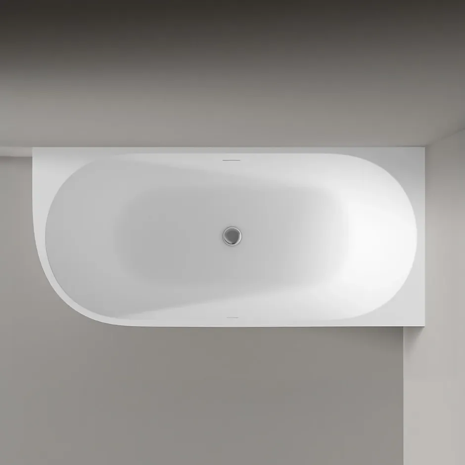 Bernstein Baignoire îlot NOVA CORNER acrylique blanc - montage droite -170x78cm - Garantie 5 ans - Sans siphon, Avec robinet mitigeur 1523C