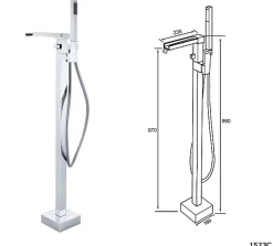 Bernstein Baignoire îlot NOVA CORNER acrylique blanc - montage droite -170x78cm - Garantie 5 ans - Sans siphon, Avec robinet mitigeur 1523C