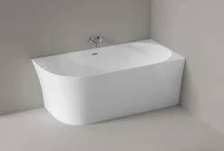 Bernstein Baignoire îlot NOVA SLIM LINE acrylique - montage droite - Garantie 5 ans - Avec siphon et robinet mitigeur 1523C, 150x78cm