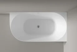 Bernstein Baignoire îlot NOVA SLIM LINE acrylique - montage droite - Garantie 5 ans - Avec siphon et robinet mitigeur 1523C, 150x78cm
