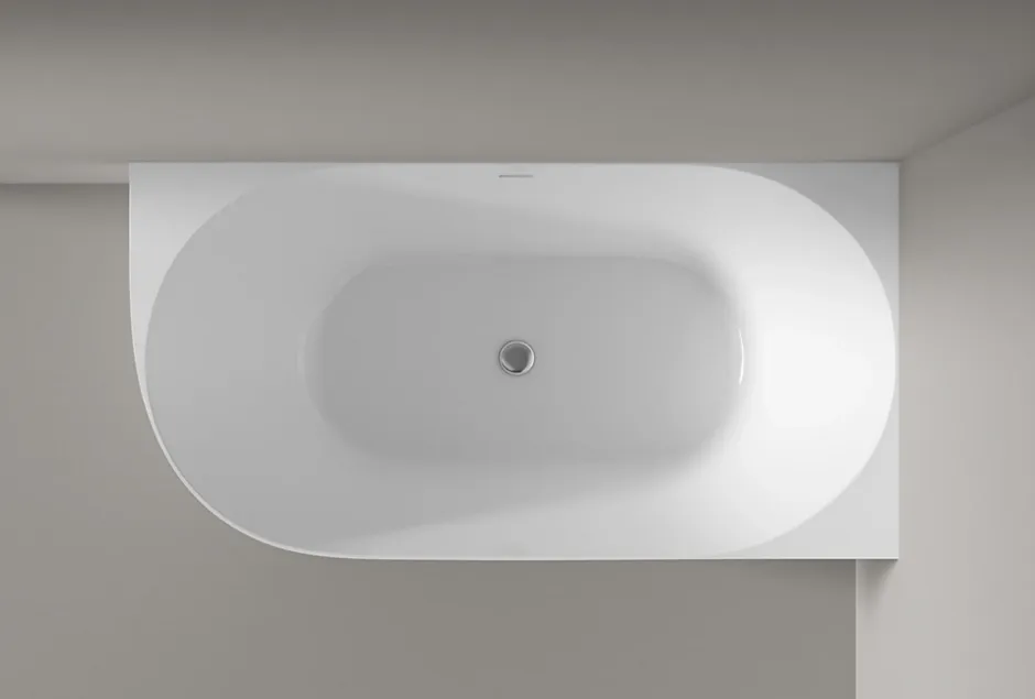 Bernstein Baignoire îlot NOVA SLIM LINE acrylique - montage droite - Garantie 5 ans - Avec siphon et robinet mitigeur 1523C, 150x78cm