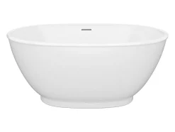 Vente-unique Baignoire îlot ovale - 186 L - 130 x 70 x 57 cm - Blanc brillant - Acrylique - MOBULA