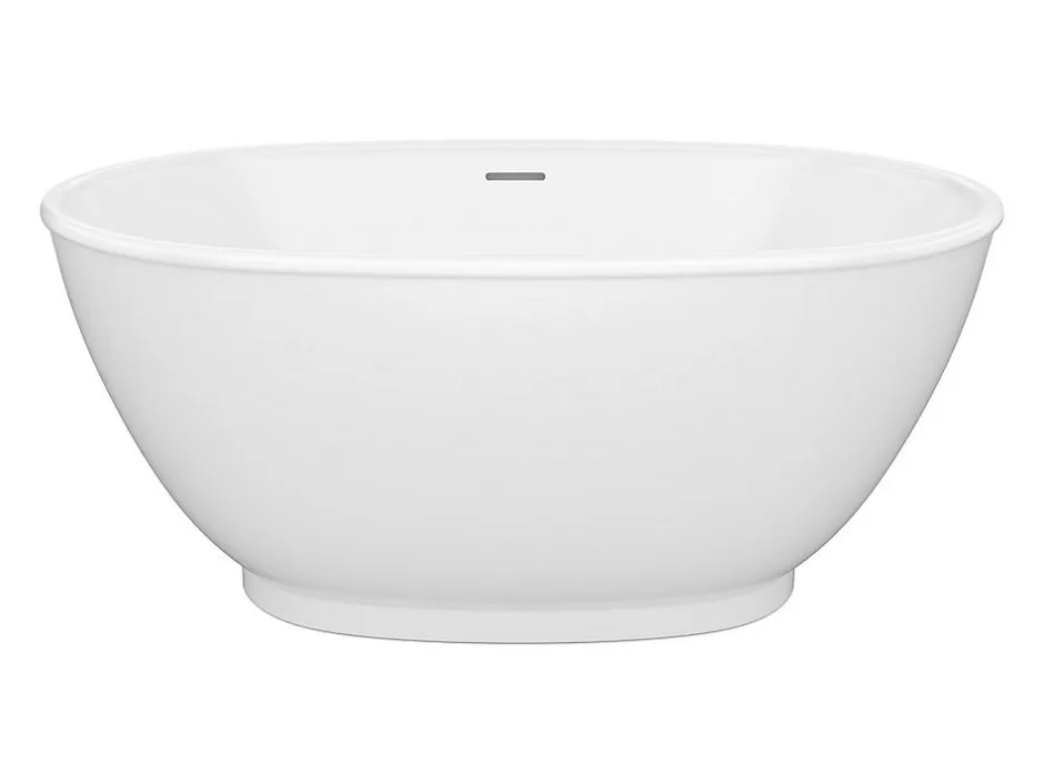 Vente-unique Baignoire îlot ovale - 186 L - 130 x 70 x 57 cm - Blanc brillant - Acrylique - MOBULA