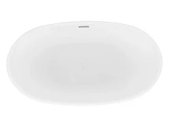 Vente-unique Baignoire îlot ovale - 186 L - 130 x 70 x 57 cm - Blanc brillant - Acrylique - MOBULA