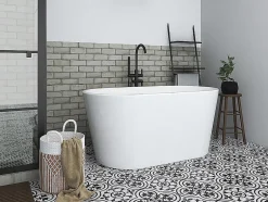 Vente-unique Baignoire îlot ovale - 180 L - L130 x H58 x P71 cm - Blanche - Acrylique - APOGON