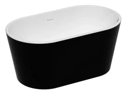 Vente-unique Baignoire îlot ovale - 180L - 130 x 71 x 58 cm - Noire - Acrylique - APOGON* Baignoire Îlot