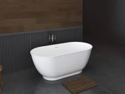 Vente-unique Baignoire îlot ovale - 210L - 150 x 74 x 57 cm - Blanc brillant - Acrylique - MOBULA