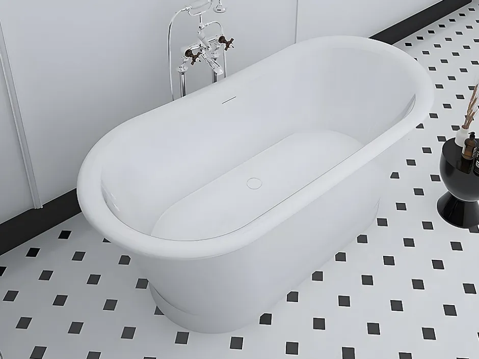Vente-unique Baignoire îlot ovale - style retro - 180 L - 150 x 74 x 63 cm - Blanche - Acrylique - PELMATO