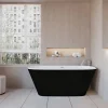 AICA Sanitaire Baignoire îlot ovale bicolore - 260L - 160x73x60 cm - intérieur blanc - extérieur noir mat - Design moderne en acrylique