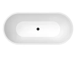 Vente-unique Baignoire îlot ovale blanche avec pieds noirs - 160 x 73,5 x 59 cm - ALONSA