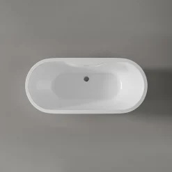 Bernstein Baignoire îlot ovale moderne salle de bain Acrylique - Garantie 5 ans - Blanc brillant - 165.5x74.5x58cm - ROMA PLUS 2.0* Baignoire Îlot