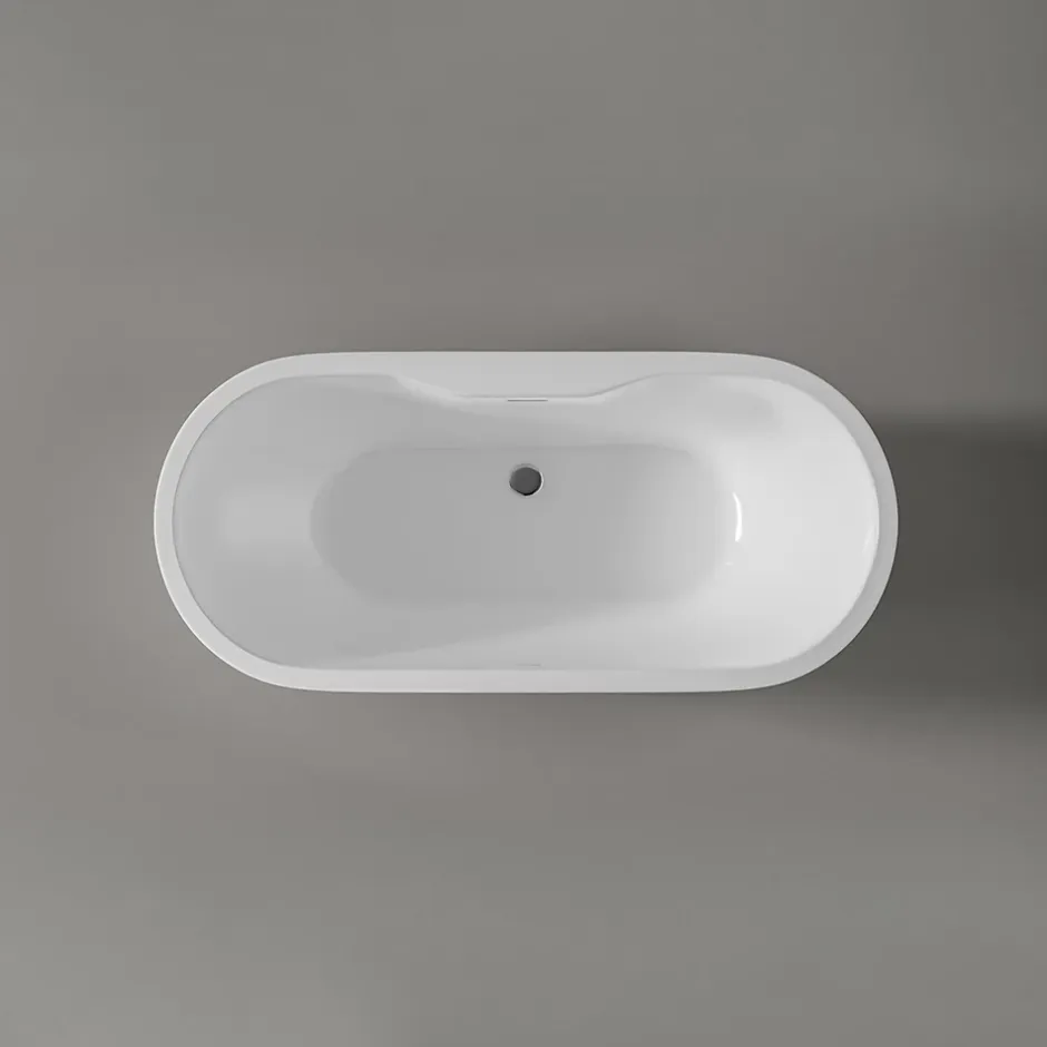 Bernstein Baignoire îlot ovale moderne salle de bain Acrylique - Garantie 5 ans - Blanc brillant - 165.5x74.5x58cm - ROMA PLUS 2.0* Baignoire Îlot