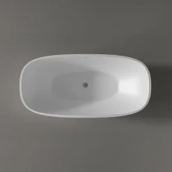 Bernstein Baignoire îlot ovale moderne 180x87x54cm Blanc mat fonte minérale, isolation thermique - OCEAN STONE - Sans Robinet ni siphon* Baignoire Îlot