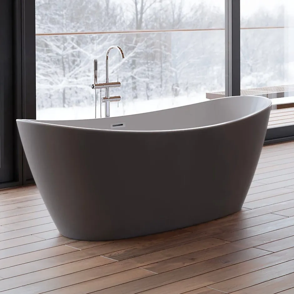 Spalina Baignoire îlot ovale NEROON 2.0 Grise L. 170 x l. 80 cm, by