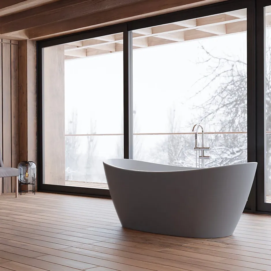 Spalina Baignoire îlot ovale NEROON 2.0 Grise L. 170 x l. 80 cm, by