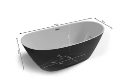 Spalina Baignoire îlot ovale Venecia, noir mat, 170x80 cm, by