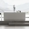 Bernstein Baignoire îlot rectangulaire VERONA acrylique blanc - 170x80x60cm - Garantie 5 ans - Avec robinet mitigeur 1521, Sans siphon