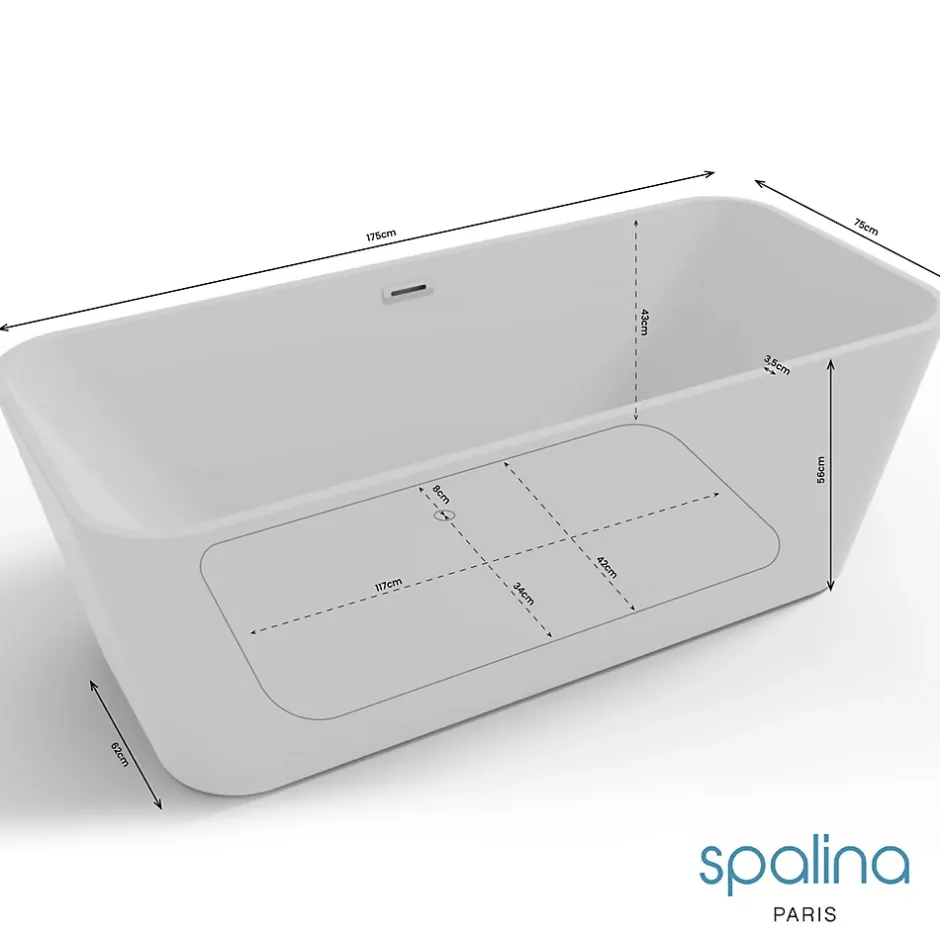 Spalina Baignoire îlot rectangulaire Stellar 170x80 cm, by* Baignoire Îlot