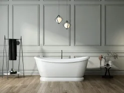 Rogier & Mothes Baignoire îlot retro sur socle ovale PITTSBURGH Blanche 177 cm* Baignoire Îlot